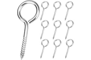 AOVCHEI 9 Pack 2.5 Inches Heavy Duty 304 Stainless Steel Eye Screw, Rust-Resistant Self Tapping Eyelet Screw in Eye Bolt for Wood, Securing Cables Wires, Indoor & Outdoor