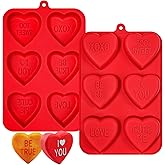 Webake Large Conversation Heart Mold for Baking, Heart Silicone Cake Molds 6-Cavity Heart Shaped Cake Pans,2 Packs