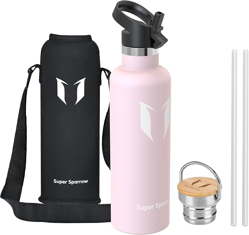 Super Sparrow 1000ml Insulated Stainless Water Bottle with 2 Lids