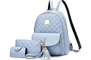 I IHAYNER Women's Simple Design Quilted Backpack Mini Backpack for Women 3Pcs Leather Backpack Purse for Women Small Backpack