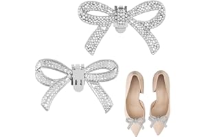 WLLHYF 1 Pair Rhinestone Shoe Clips Detachable Classic Fashion Sparkling Bow Heels Shoe Charms Decoration Accessories Bridal Wedding Party Crystal Shoe Buckles