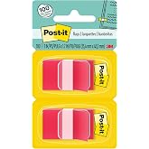 Post-it Flags, 1 x 1.7 in, Red, 2 Dispensers, 50 Flags/Dispenser | Removable Page Markers for Planners, Journals, and Calendars