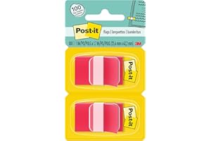 Post-it Flags, 50/Dispenser, 2 Dispensers/Pack, 1 in Wide, Red (680-RD2)