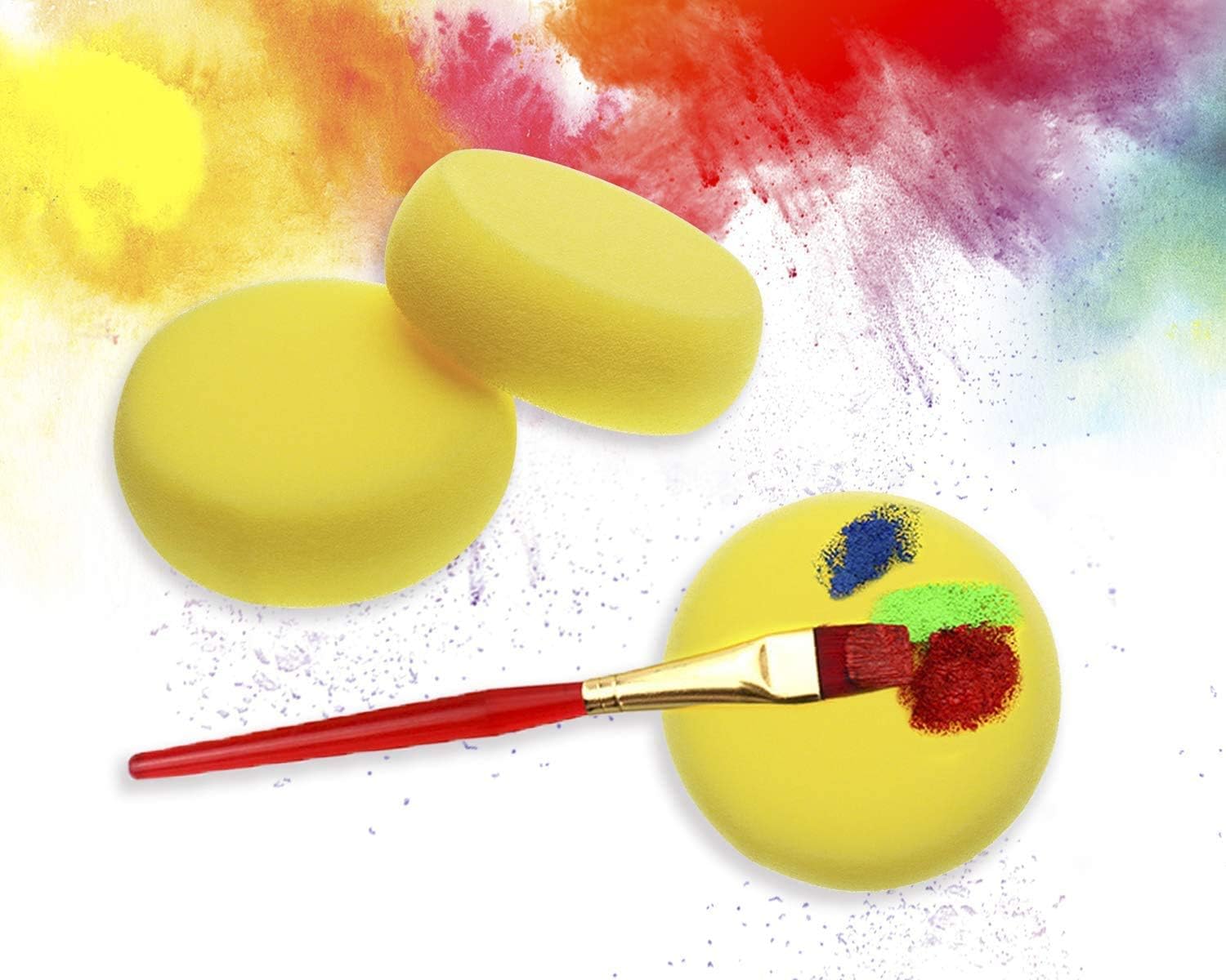 PENTA ANGEL Paint Sponges Applicator 10Pcs Round Detail Foam Sponges for Kids Painting Car Waxing Art & Craft DIY (Yellow)