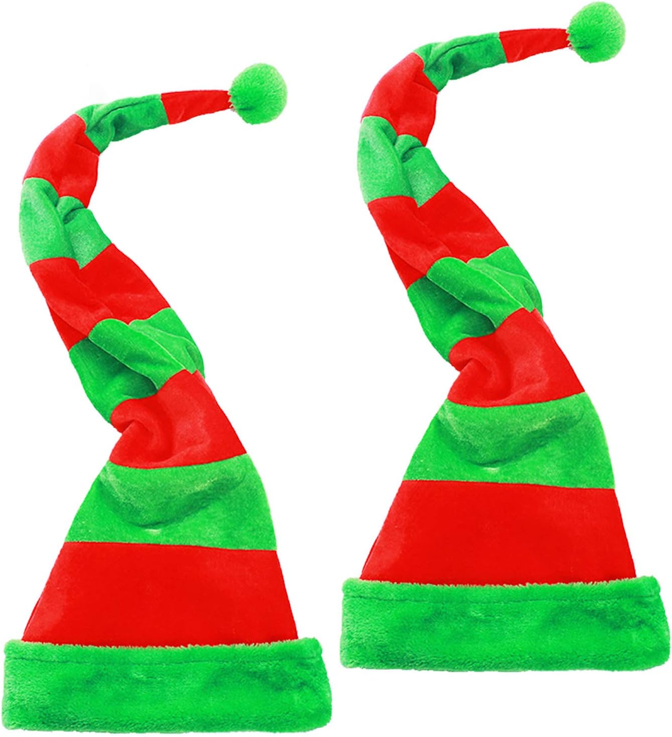Iceyyyy 2Pcs Christmas Elf Hat - Long Striped Felt Hat for Kids Adults Holiday Theme, Christmas Party Favors