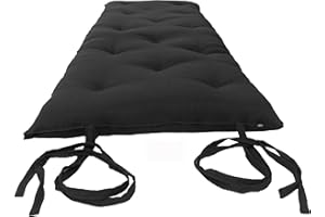 D&D Futon Furniture Full Size Black Traditional Japanese Floor Futon Mattresses 80 x 54 x 3, Foldable Cotton Cushion Mats, Yoga, Meditation