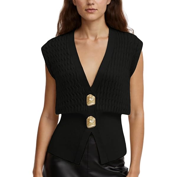 thumbnail image 2 of Sleeveless Knit Cardigan Women's 2025 Summer Sweater Vest - Button Down Tank Top Sleeveless Sweater Women 2 of 12