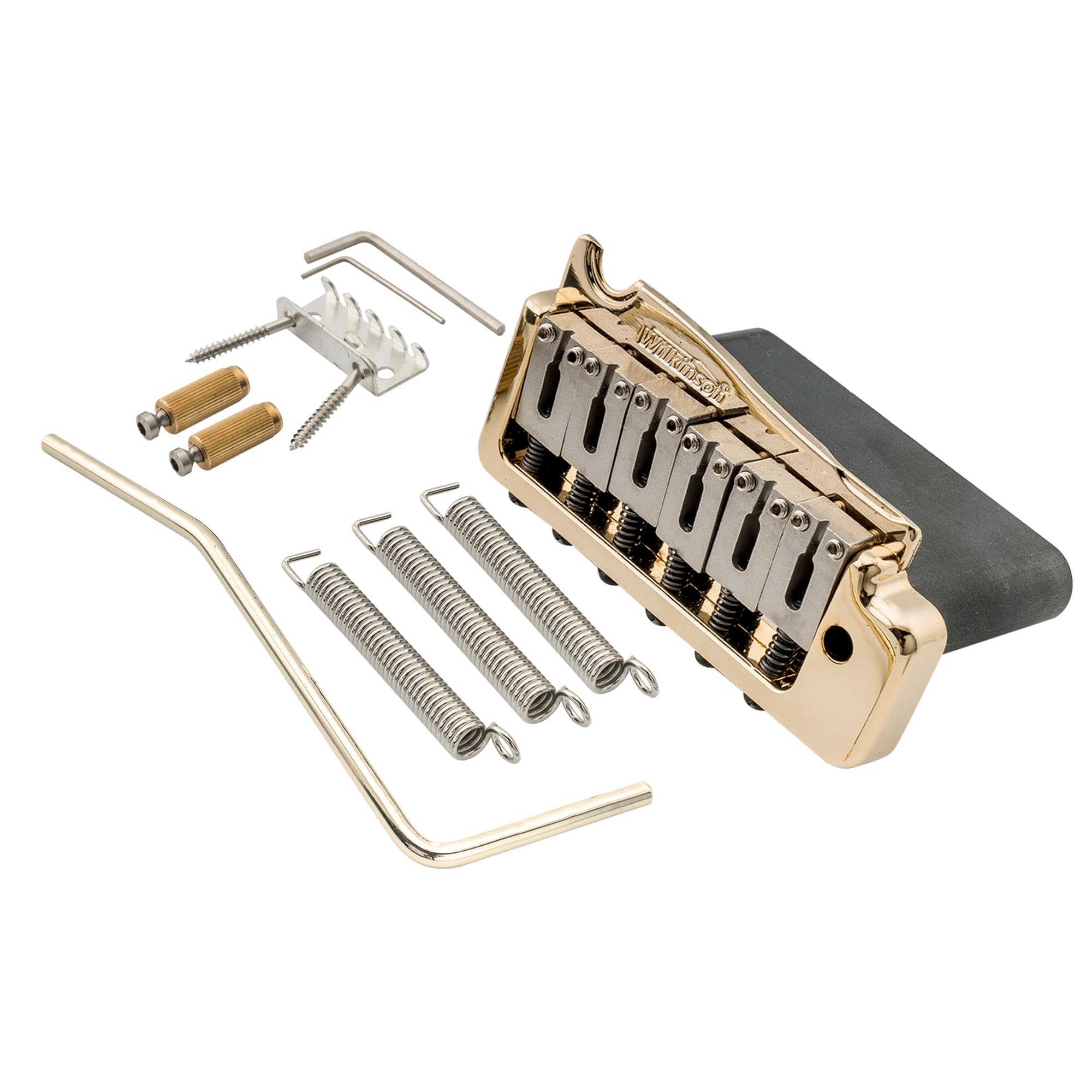 Wilkinson WVP-SB 54mm SUS Stainless Steel Saddles 2-Point Guitar Tremolo Bridge with Full Solid Steel Block for Import Strat and Japan Strat, Gold