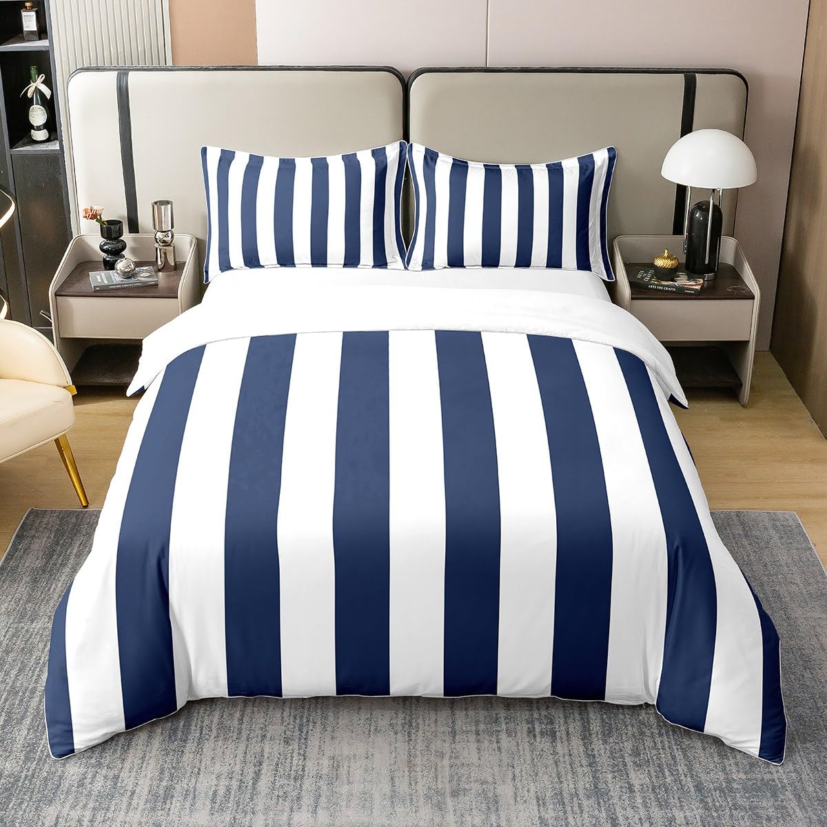 Pure Cotton Pastel Duvet Cover Double Navy Blue Red Stripes Bedding Set Indian Boho Southwestern Comforter Cover for Kids Boys Girls Farmhouse Rustic Country Bedroom Decor Comfy Quilt Cover
