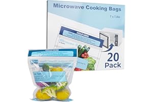 PROCHOP 20 Pack Microwave Steamer Bag - Steam Food Storage Bags Steam Cooking Bag Microwave Steam Bags for Food Vegetables Potatoes and Meat Microwave and Freezer Safe