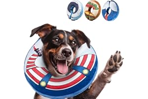 Docuwee Dog Cone Collar, Inflatable Dog Neck Donut Collar After Surgery for Large Medium Small Dogs and Cats, Soft Cone Alternative, Protective Recovery Stop Licking, Piracy, M