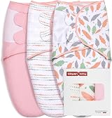 GLLQUEN BABY Baby Swaddle Wraps 0-3 Months Organic Cotton 3 Pack Pink