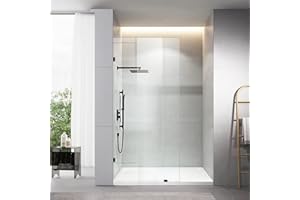BOUGAINORA 36" W x 78.75" H Shower Screen, Fixed Frameless Shower Glass Panel with 3/8"(10mm) SGCC Clear Tempered Glass, Single Shower Door for Bathroom (Matte Black, 36" W x 78.75" H)