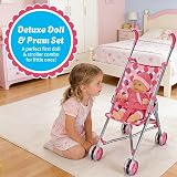 RAM Kids Pretend Play Folding Pushchair Dolls Pram Toy for Girls view 3