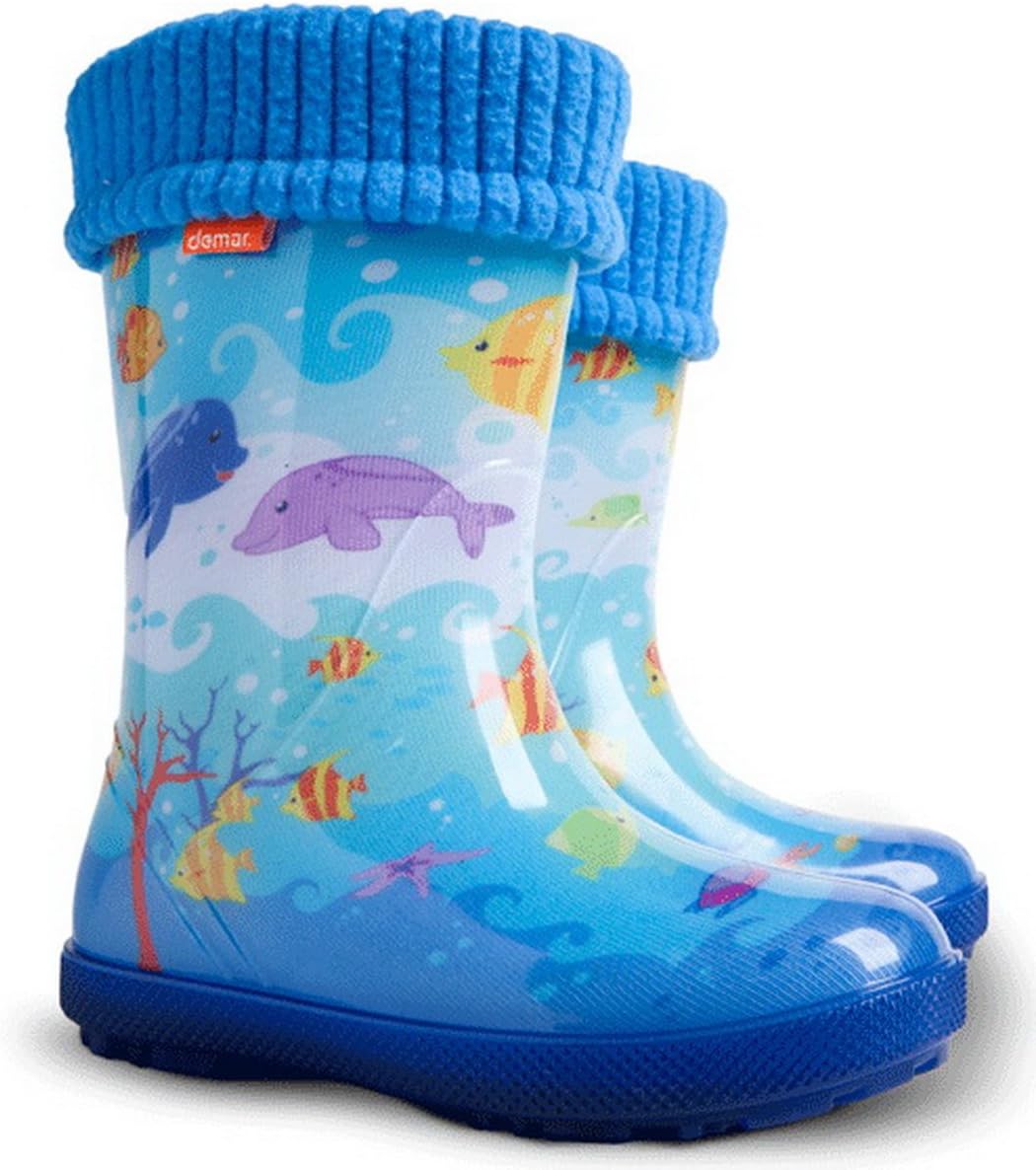 Demar Boys Girls Kids Wellington Boots Wellies Ocean