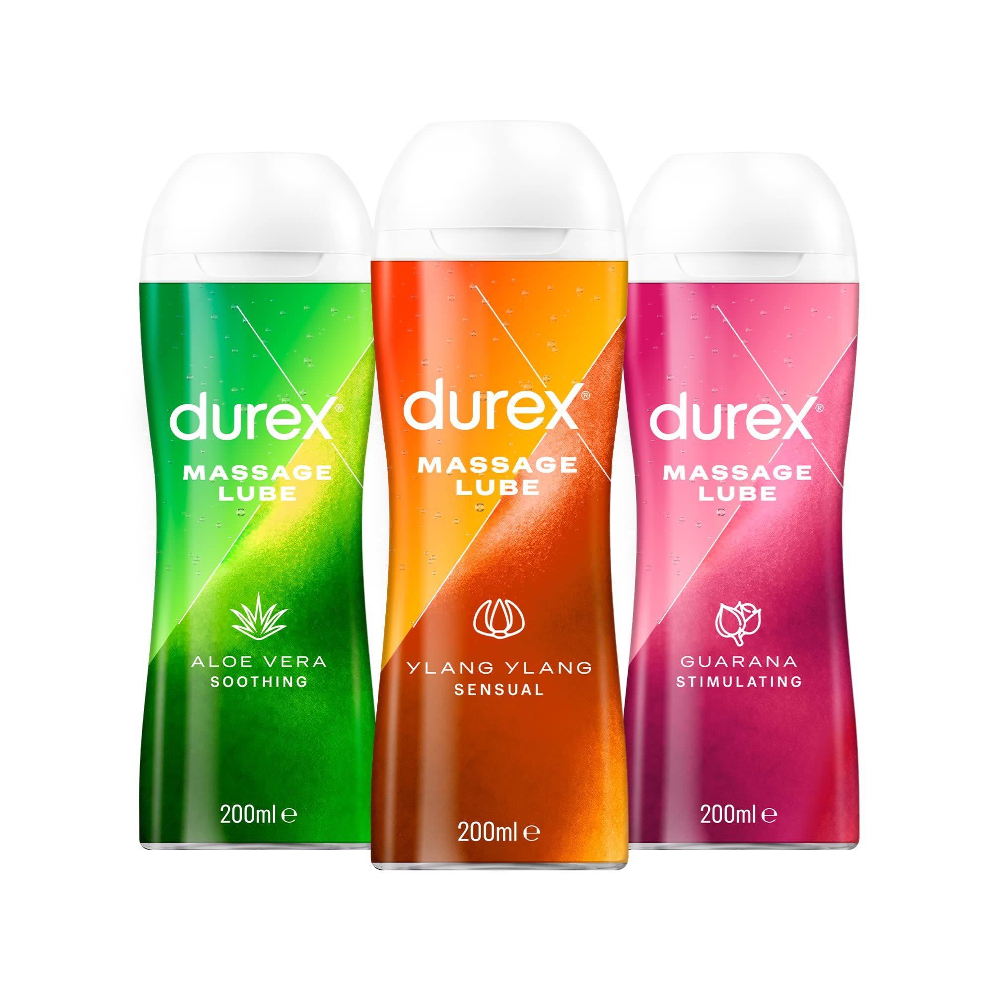 Durex Lubes, Bundle of Massage lubricants, 3 x 200 ml (Packaging May Vary)