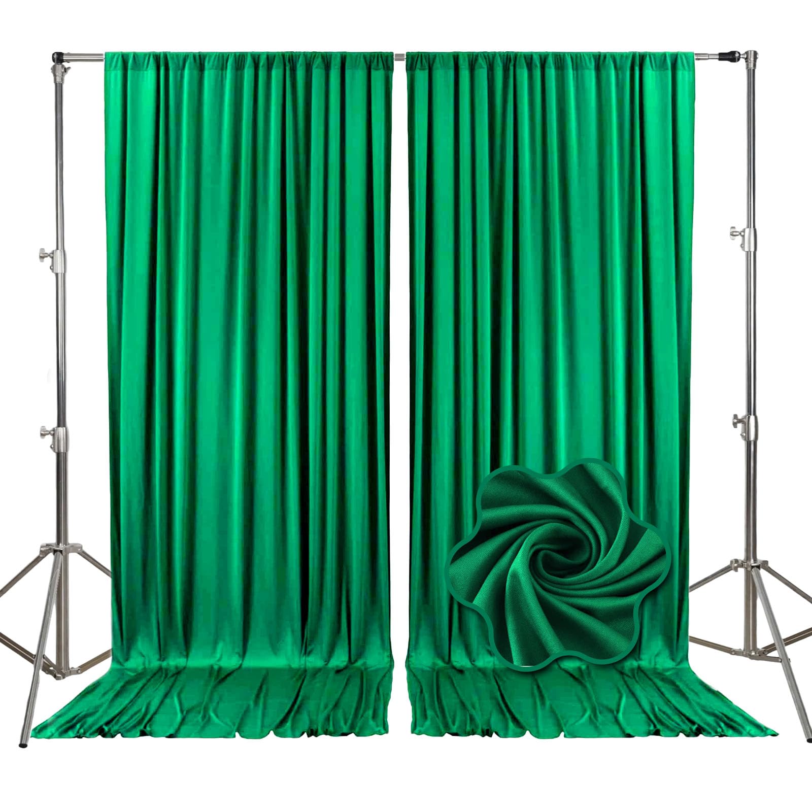 Photo 1 of 10ft x 10ft Deep Green Backdrop Curtains for Parties, Fabric Satin Background Curtain with Rod Pockets for Weddings, Birthday, Baby Shower, Photography, Graduation Party Backdrop Drapes, 2 Panels