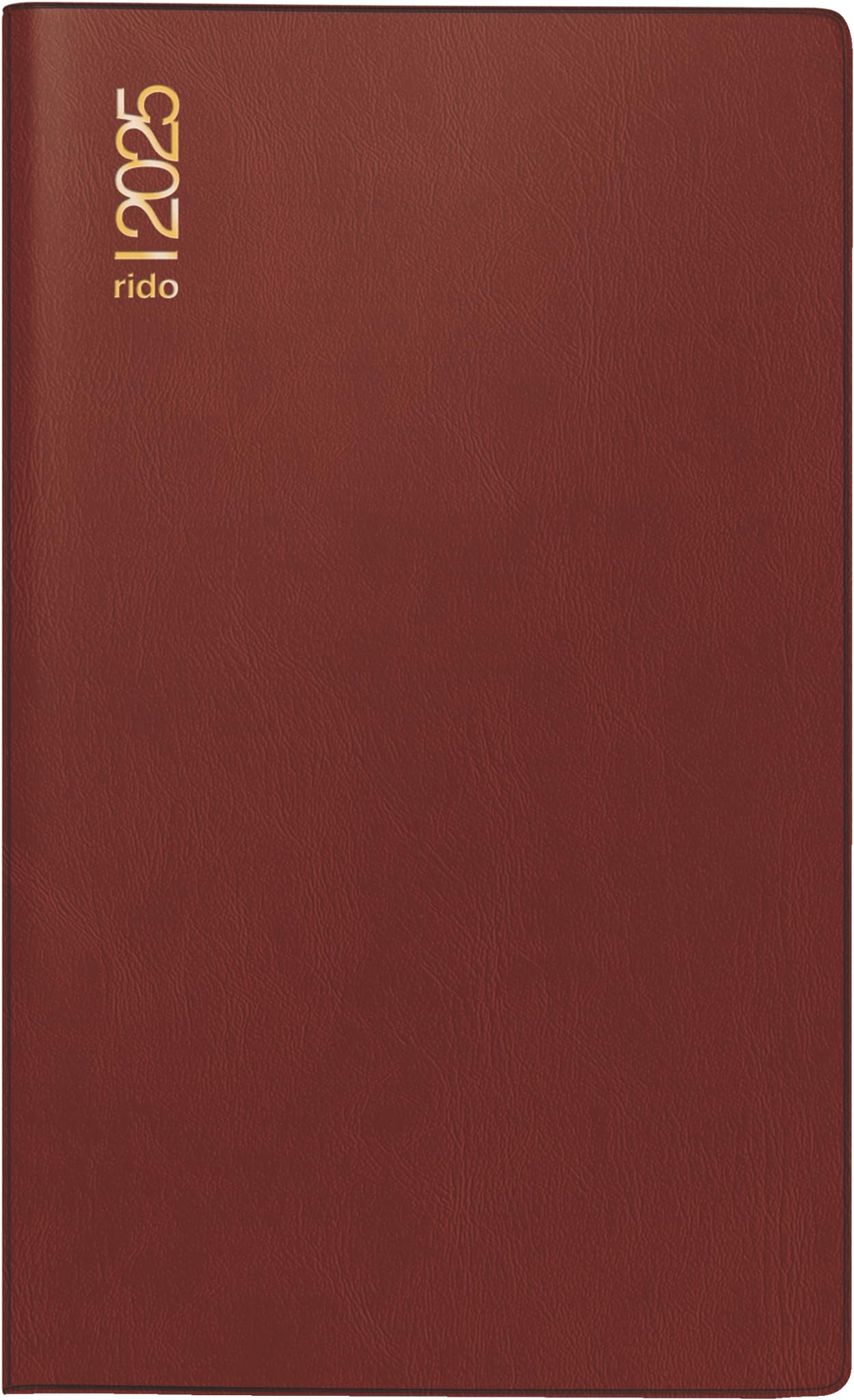 rido/idé Pocket Diary Model M Planner (2025), 2 Pages = 1 Month, A6, 32 Pages, Plastic Cover, Bordeaux