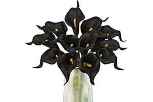 Letjolt Artificial Calla Lily Black Flowers for Wedding Bouquet Flower 12Pcs Home Decoration Faux Calla Lilies Flower, Black