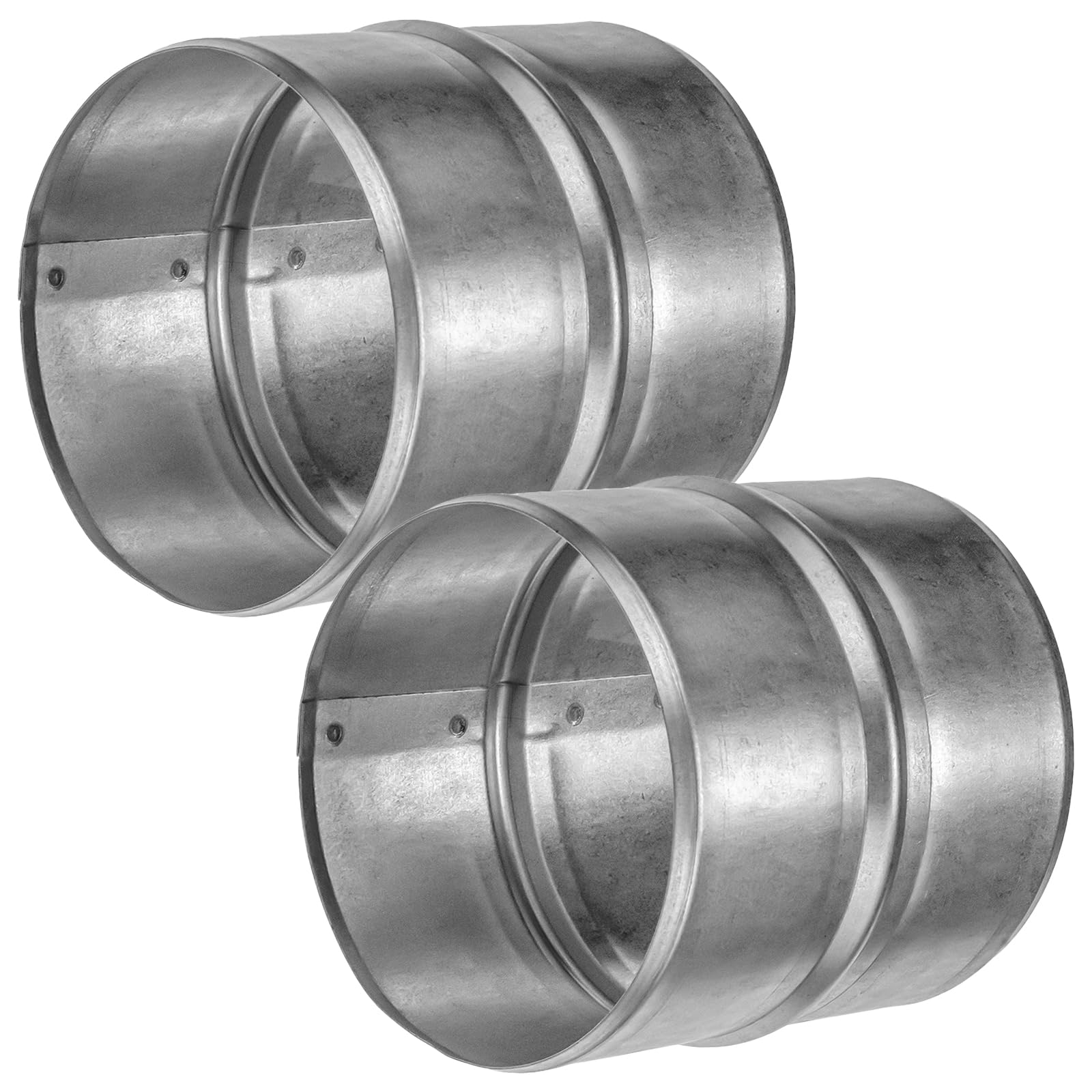 Photo 1 of Vent Systems 4'' Inch Pack of 2 - Galvanized Steel Duct Connector - Round Ventilation Duct Extension - Metal Vent Coupler - Metal Hose Coupling - Galvanized Pipe Connector