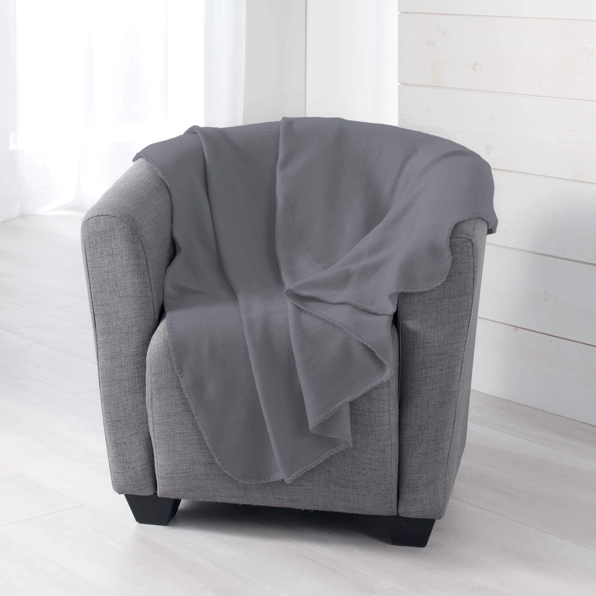 Douceur d'Intérieur Milou Plaid, Polyester, Anthracite, 125 x 150 cm