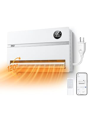 DREO Wall-Mounted Heater, Smart Space Heater for Bedroom with DREO FortPlug Overheat Protection, 120° Vertical Oscillation, Thermostat, 24H Timer, 1500W Electric Heater for Indoor