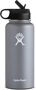 Hydro Flask Water Bottle - Stainless Steel & Vacuum Insulated - Wide Mouth with Straw Lid - Multiple Sizes & Colors