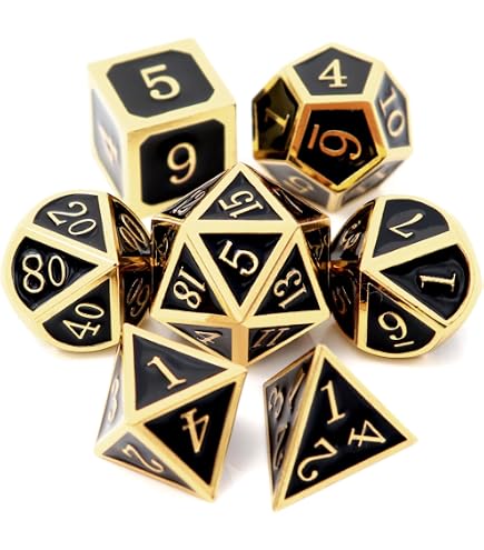 Truewon 7-Piece Solid Metal Polyhedral Dice Set - Chrome Finish, Yellow Numbers, With Black Iron Box - View #13