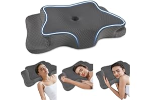 QIUBABYO Pain Relief Cervical Pillow for Neck Support, Adjustable Ergonomic Pillow Cozy Sleeping, Odorless Orthopedic Memory Foam Pillows, Contour Bed Pillow for Side Back Stomach Sleeper