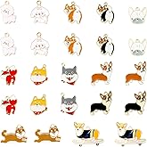 yueton 24PCS Enamel Alloy Cute Animal Pet Dog Puppy Charms Pendant Corgi Frenchie Shiba Inu Husky Pendant for Necklaces Bracelets Keychains Dog Collar Jewelry Making and DIY Crafts