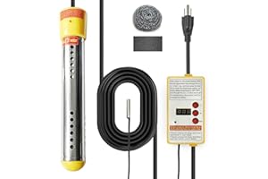 Adjustable Immersion Water Heater 1500W, Portable Stainless Steel Bucket Heater with Thermostat, Auto Shut-Off, Temperature D