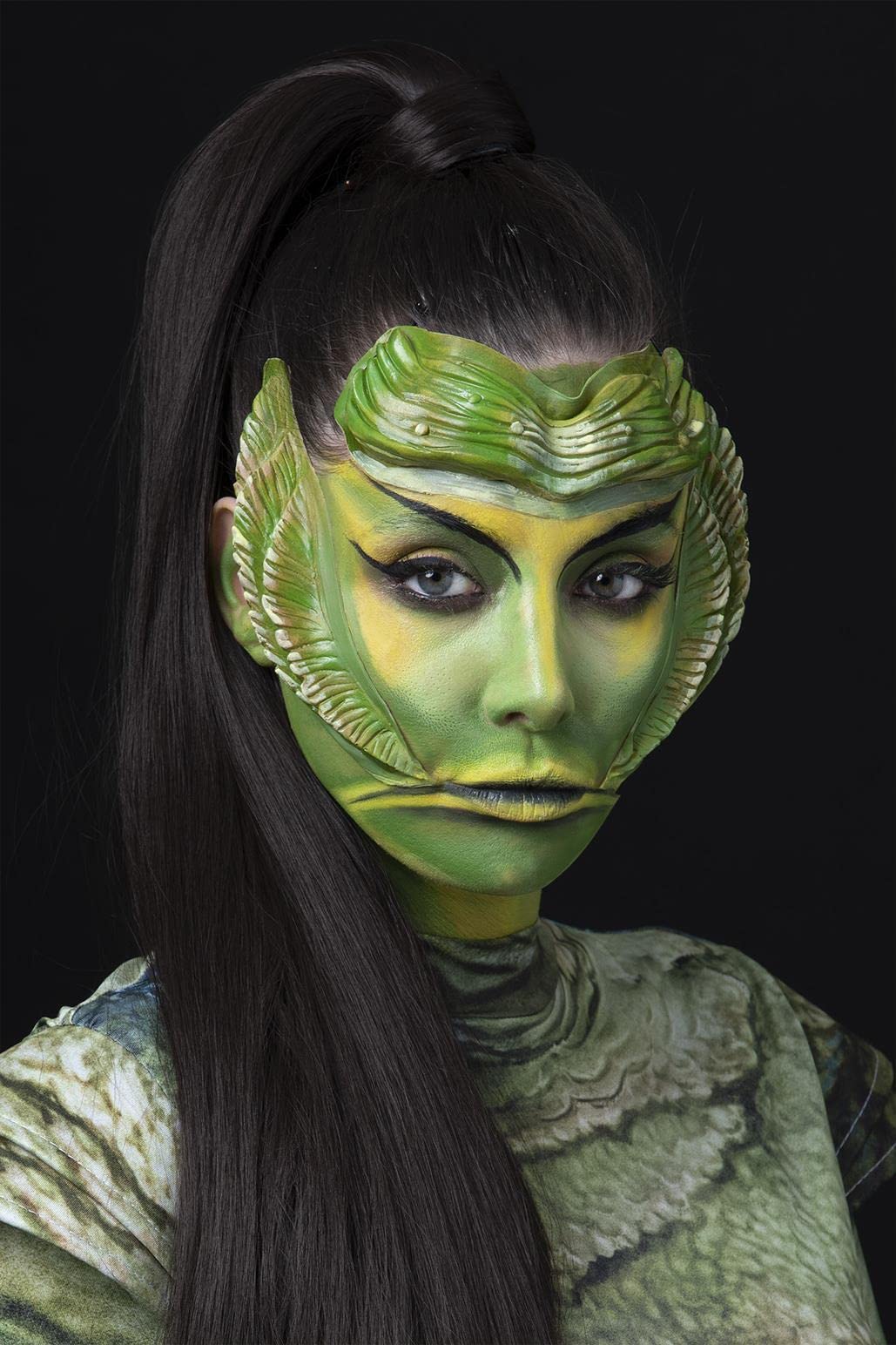 Smiffys Universal Monsters Creature From The Black Lagoon Prosthetics Cosmetics Kit, Adults Latex Mask & Scales, Official License Costume, Perfect for Halloween and Themed Parties