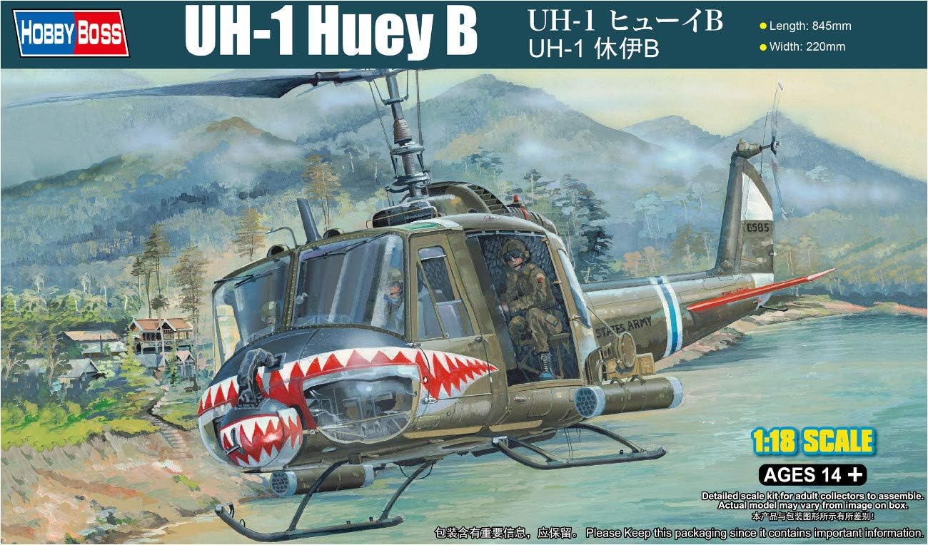 Hobbyboss 1:18 - UH-1 Huey B, Grau, 1/18 scale