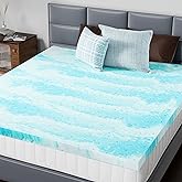 DUMOS 3 Inch Gel Memory Foam Mattress Topper Queen - CertiPUR-US Certified, Blue, Breathable