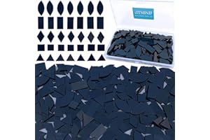 LITMIND Black Stained Glass Mosaic Tiles - 240 Pieces in 5 Shapes (Rectangle, Triangle, Rhombus, Square, Leaf) for Crafts & Mosaic Projects