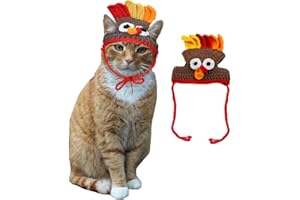 EYIGYLYO Thanksgiving Pet Costume Cat Turkey Hat Pet Knitted Cap Crochet Hat for Cats Small Dogs Halloween Thanksgiving Apparel