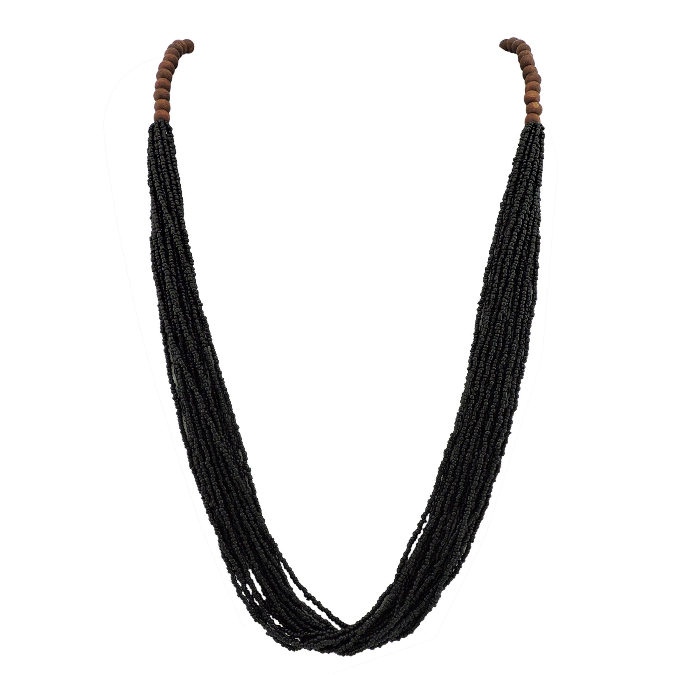 Bocar Layered Statement Necklace for Women Handmade Black Bead Necklace Multi Strand Chunky Costume Jewellery with Gift Box for Party Birthday (NK-10407-Black)