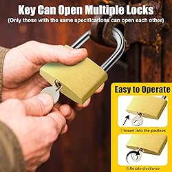Yaocom 18 Pcs Solid Brass Keyed Padlock, Small