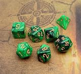 CREEBUY Green & Black Dice Set 7-Die DND Polyhedral Acryl D&D RPG view 4