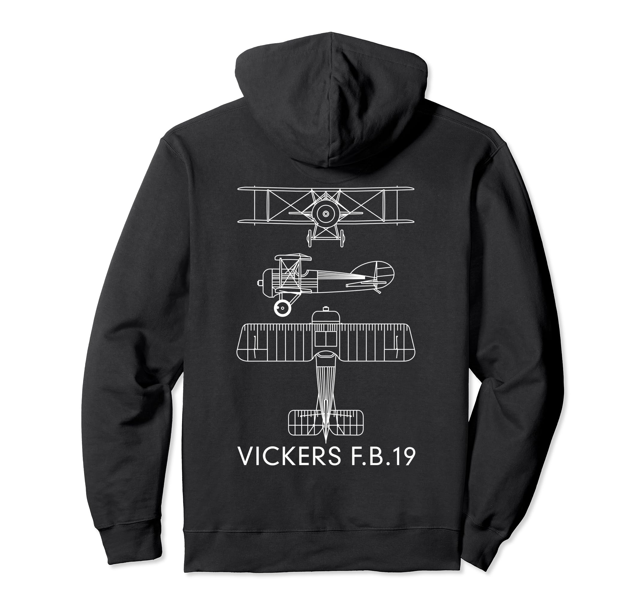 Vickers F.B.19 Fighting Scout Biplane WWI Plane Blueprint Pullover Hoodie