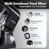 Aucma 7.5L Stand Mixer 1400W with Bowl Dough Hook Whisk Beater Black view 6