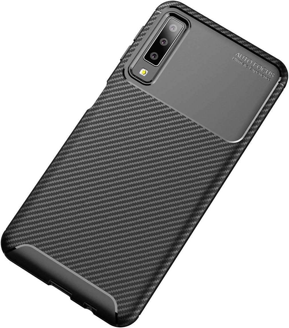 UBERANT Galaxy A7 2018 Case, Ultra Slim Carbon Fiber Texture Soft TPU Anti-Scratch Shock-Absorption Non-Slip Fashion Business Smartphone Case for Samsung Galaxy A7 2018 6.0" Black