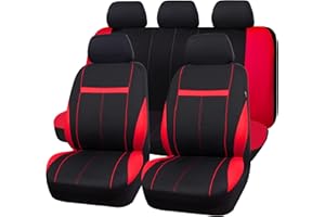 CAR-GRAND Universal Fit Sporty Cloth Full Set Car Seat Covers,Fit for Car,Truck,Sedan,Vans,SUV,100% Breathable,Washable, Airbag Compatible,Zipper Design