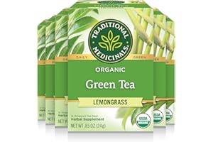 Traditional Medicinals Tea, Organic Green Tea Lemongrass, 96 Tea Bags (6 Pack)
