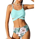 Dearnow Girls Swimsuits Bikini Set Two Piece Bathing Suit Criss Cross Girls' Swimwear with Chest Pad