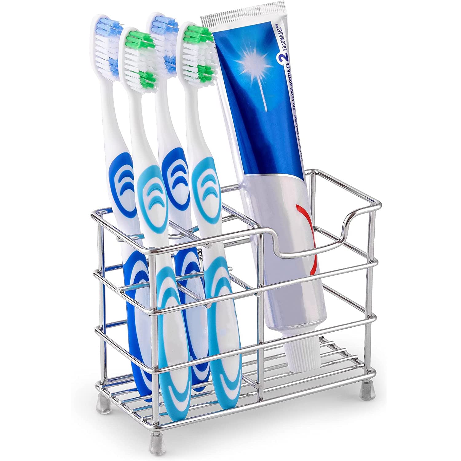 Toothbrush Holders for Bathroom, Stainless Steel Electric Toothbrush Holder with Drain Holes, Toothbrush Toothpaste Razor Holder for Shower, Bathroom Accessories, Silver