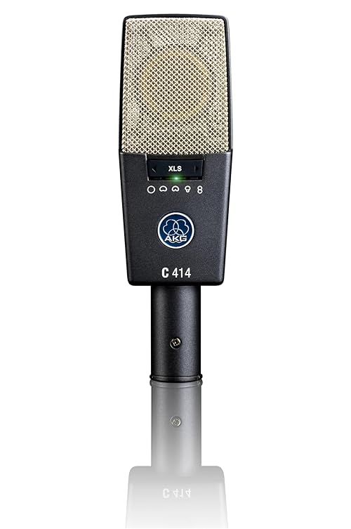 AKG Pro Audio C414 XLS Studio Grade Professional Large Diaphragm Vocal and Instrument Condenser Microphone with Rugged Aluminum Carrying Case. XLR Connector. Gray with Gold