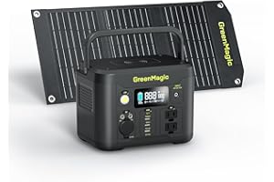 GREENMAGIC Portable Power Station 330W with 20W Solar Panel, Solar Generator Fast PD Output 227Wh Lithium Battery, Solar Powered Power Bank 120V Pure Sine Wave AC Outlet for Camping, Travel, Home Blackout