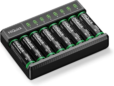 HiQuick 8 x AA Rechargeable Batteries with Charger Type-C 8 slots 2800mAh