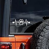 Dog Paw Heartbeat Decal Vinyl Sticker Auto Car Truck Wall Laptop | White| 7.5" x 2"